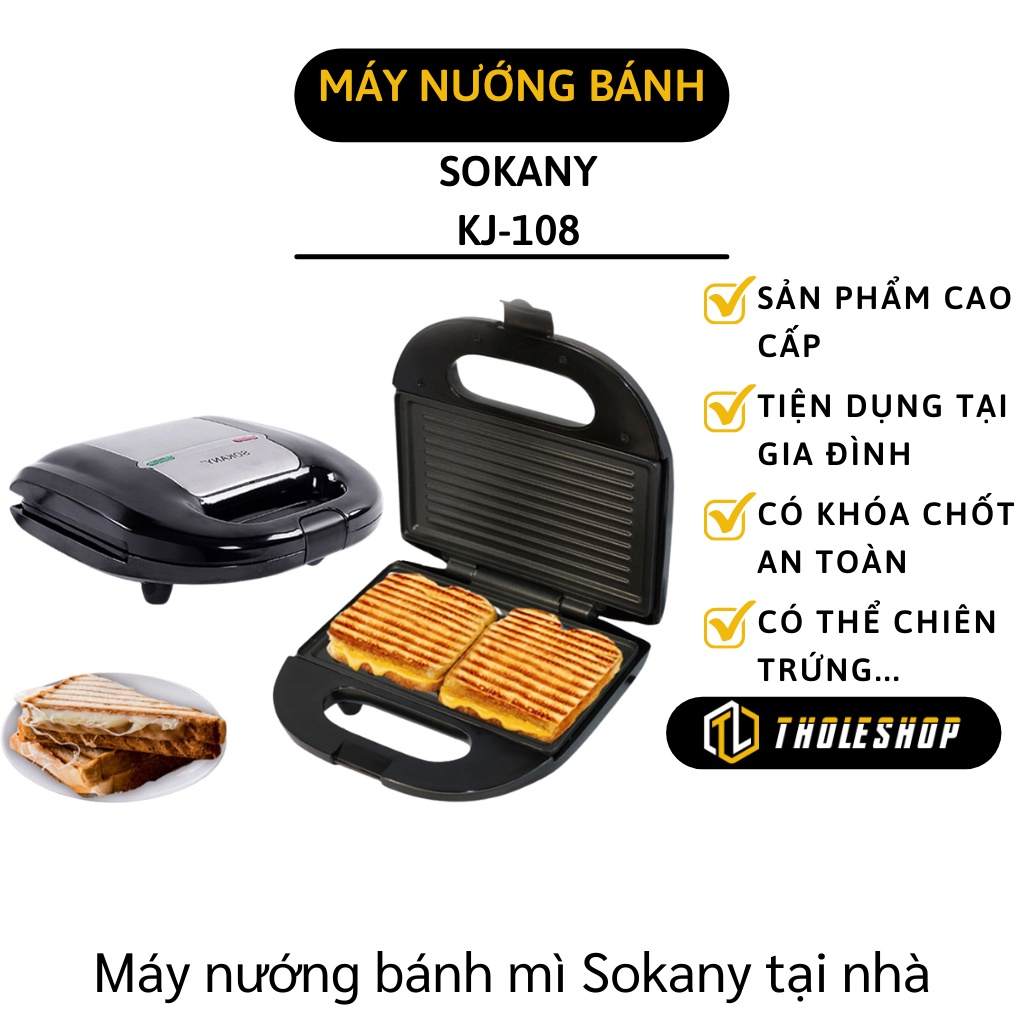 Máy Nướng Bánh - Máy Nướng Ép Bánh Mì Sandwich SOKANY KJ-108 Nhanh, Tiện Lợi 9665