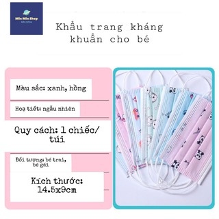 Khẩu trang trẻ em kháng khuẩn 3 lớp hàng đẹp cho bé 2-10 tuổi
