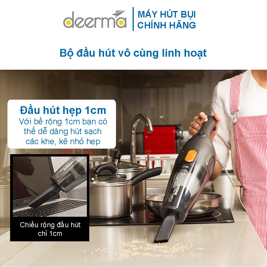 [DEERMA] Máy Hút Bụi Gia Đình Cầm Tay Deerma DX115C Công Suất 600W Lực Hút 14000Pa Bảo Hành 6 Tháng Kèm 3 Đầu Hút