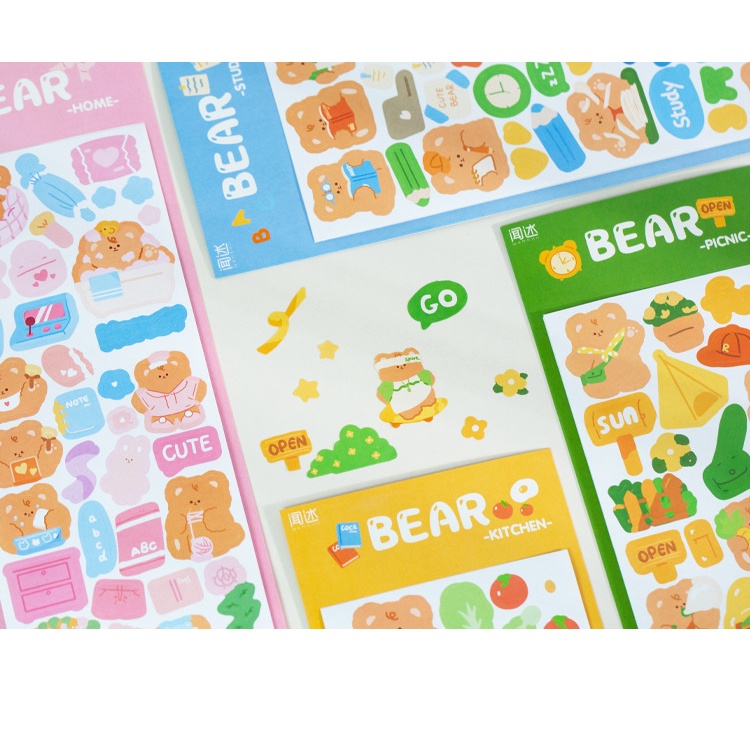 PeachSet 2 Một miếng dán gấu nhỏ dễ thương Dùng để trang trí tập ảnh nhật ký