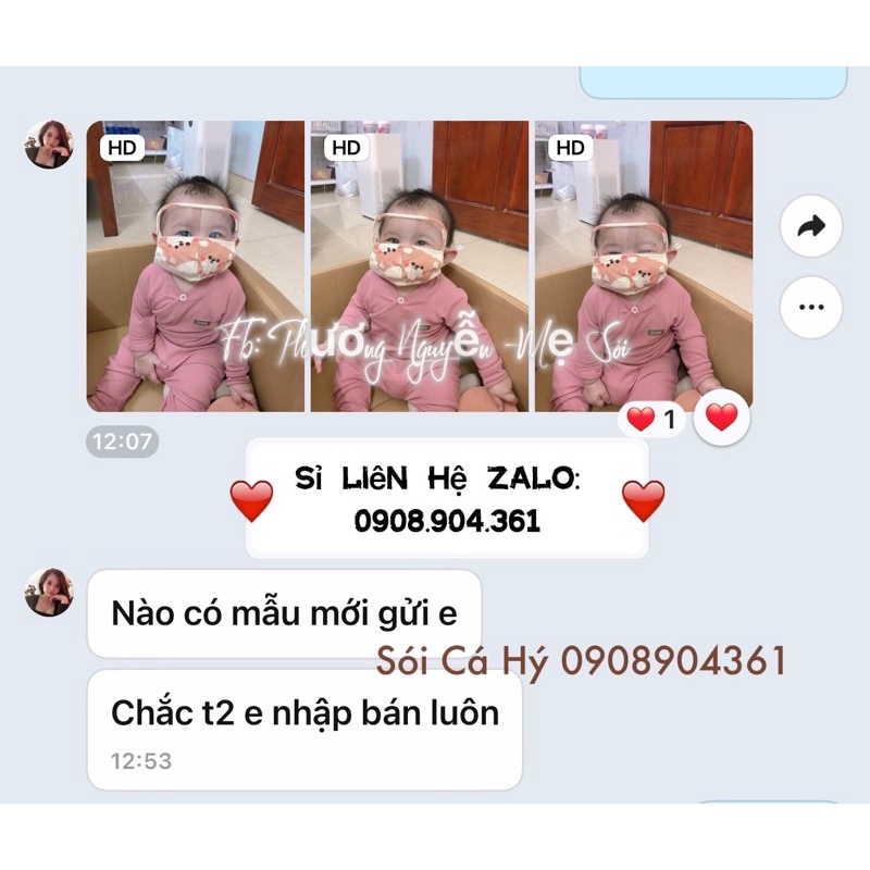 Khẩu Trang Mặt Kính Vải Xô Cho Bé Sói Cá Hý