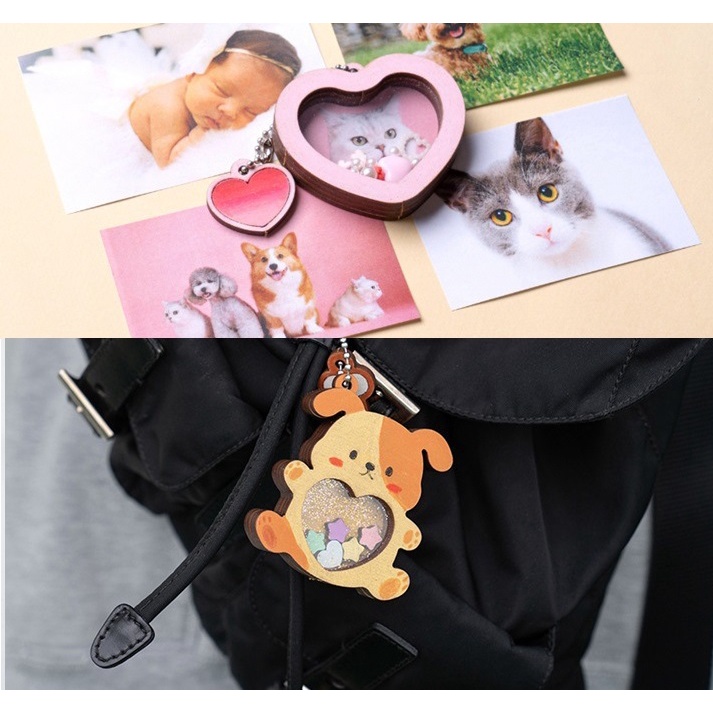 SET DIY/ BỘ KIT TỰ LÀM MÓC KHÓA SHAKER BẰNG GỖ PHONG CÁCH HOẠT HÌNH DỄ THƯƠNG