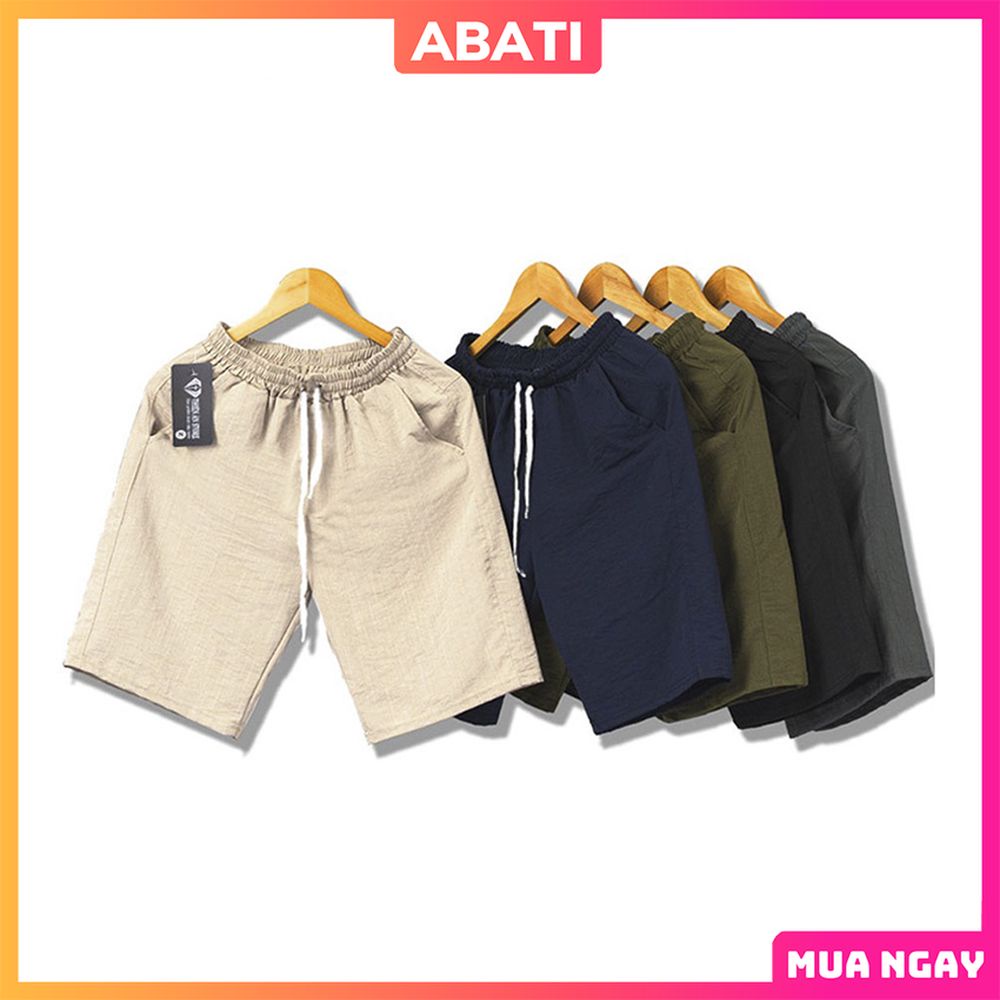 Quần short đũi nam thời trang hàn quốc mặc nhà dạo phố vải đũi thái mềm mịn thoáng mát cao cấp dày dặn ABATI