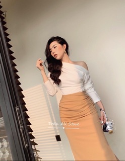 Áo thun tay dài lệch vai
