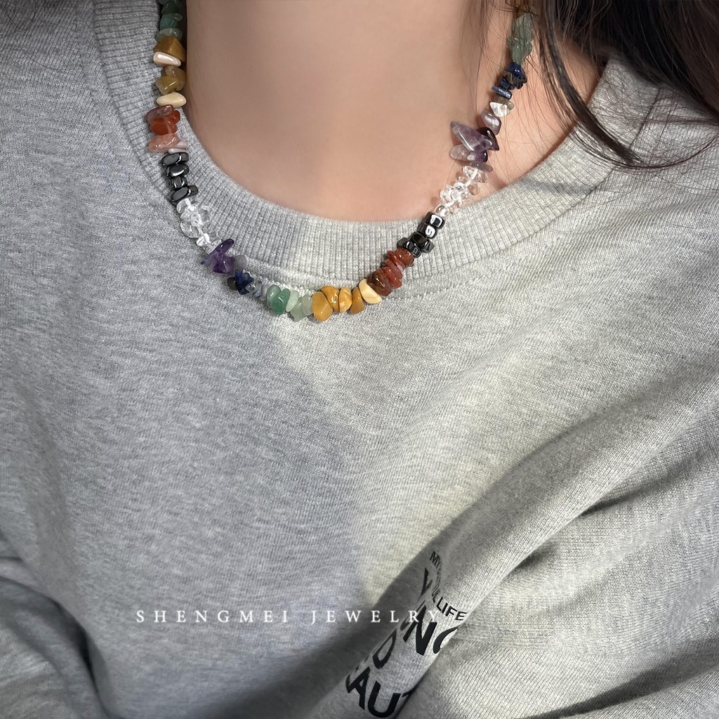 Vòng cổ Chuỗi Hạt Đá Tự Nhiên Màu Sắc Thời Trang