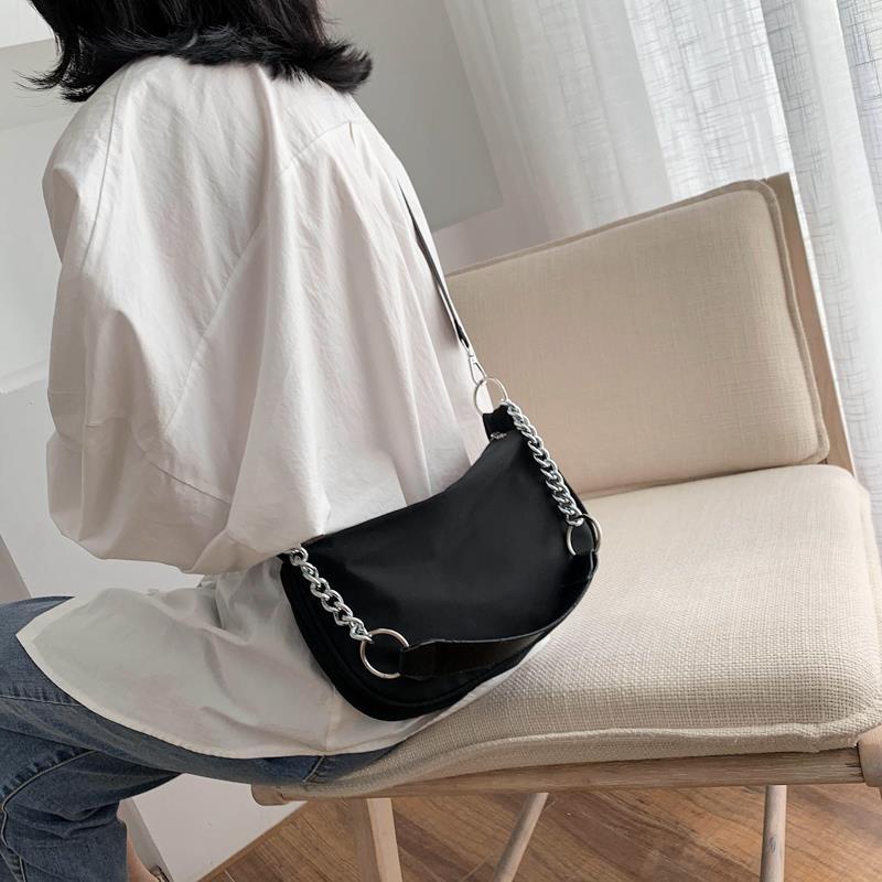 Jiashucheng Túi Xách Đeo Dưới Cánh Tay Dây Xích Màu Đen Dễ Phối Đồ Phong Cách Retro Tối Giản Cho