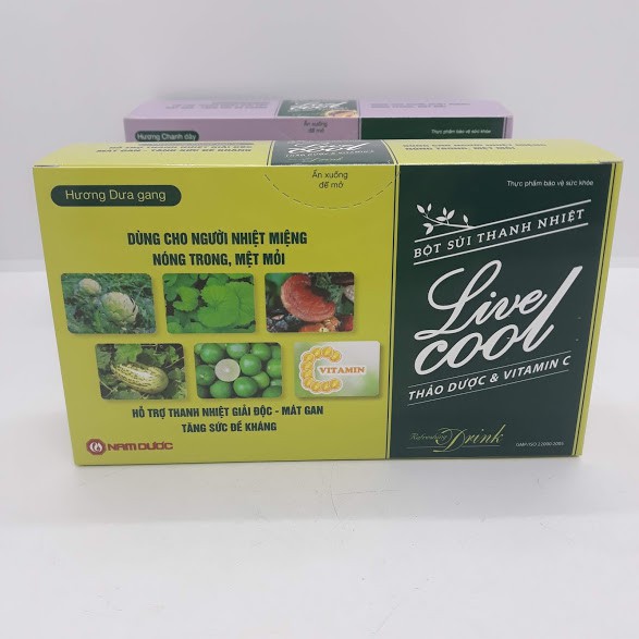 Bột sủi thanh nhiệt LiVe Cool hương dưa gang của Nam Dược hộp 10 gói x 7g