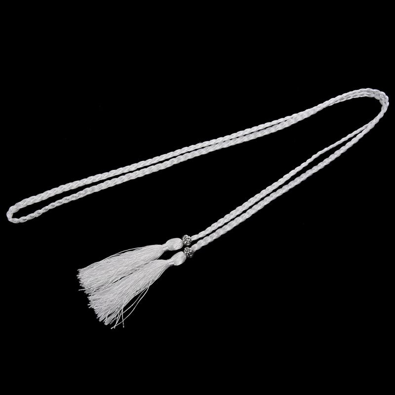 Thắt Lưng Dây Xích Màu Trắng Phối Tua Rua Thời Trang