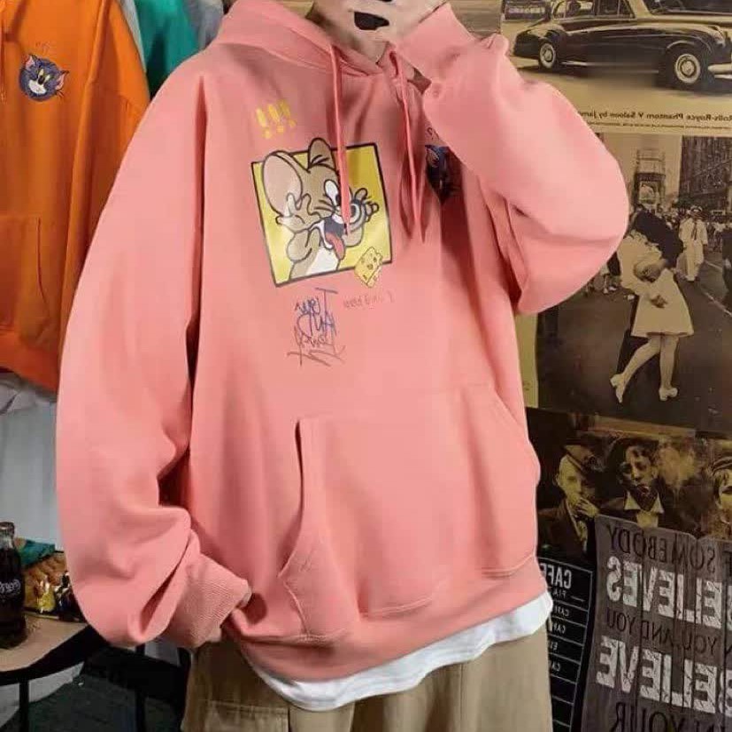 Áo HOODIE UNISEX 2 màu in hình Tom và Jerry dễ thương