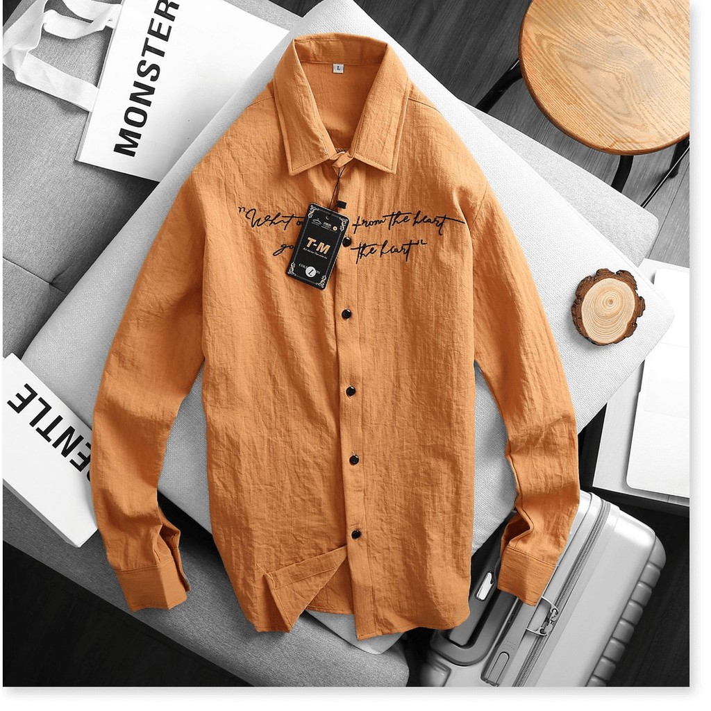 ÁO SƠ MI ĐŨI TAY DÀI,THIẾT KẾ HỌA TIẾT CHỮ TRÊN ÁO SIÊU NGẦU THỜI TRANG MỚI KME