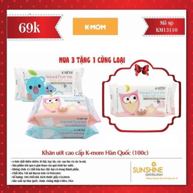 XẢ KHO (100TỜ/BỊCH)  KHĂN ƯỚT CAO CẤP KMOM HÀN QUỐC