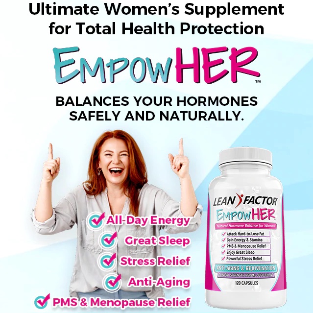 Thực phẩm sức khỏe Lean Factor EmpowHER, Ngăn ngừa lão hóa, cân bằng nội tiết tố, Giảm Stress, giúp ngủ ngon (120 Viên)