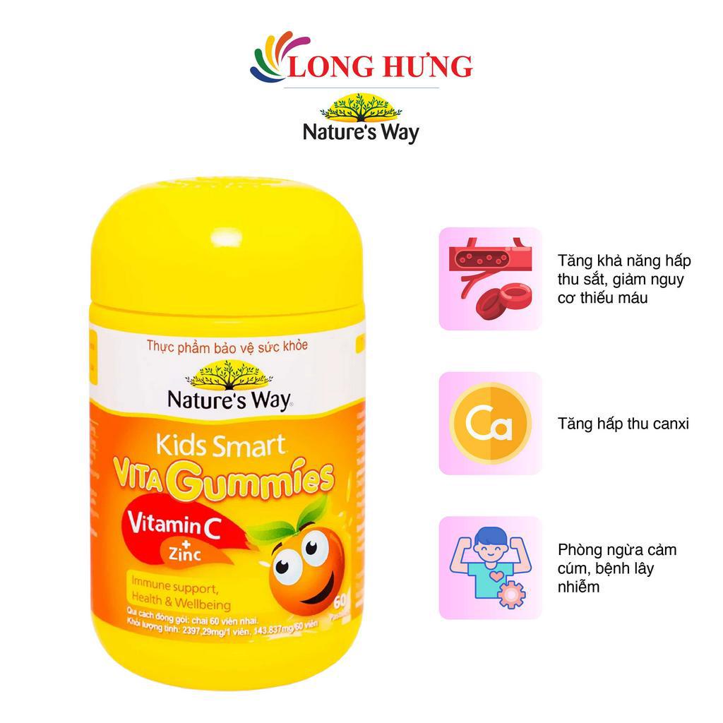 Kẹo dẻo Nature's Way Kids Smart Vita Gummies Vitamin C + Zinc tăng cường hệ miễn dịch (60 viên)