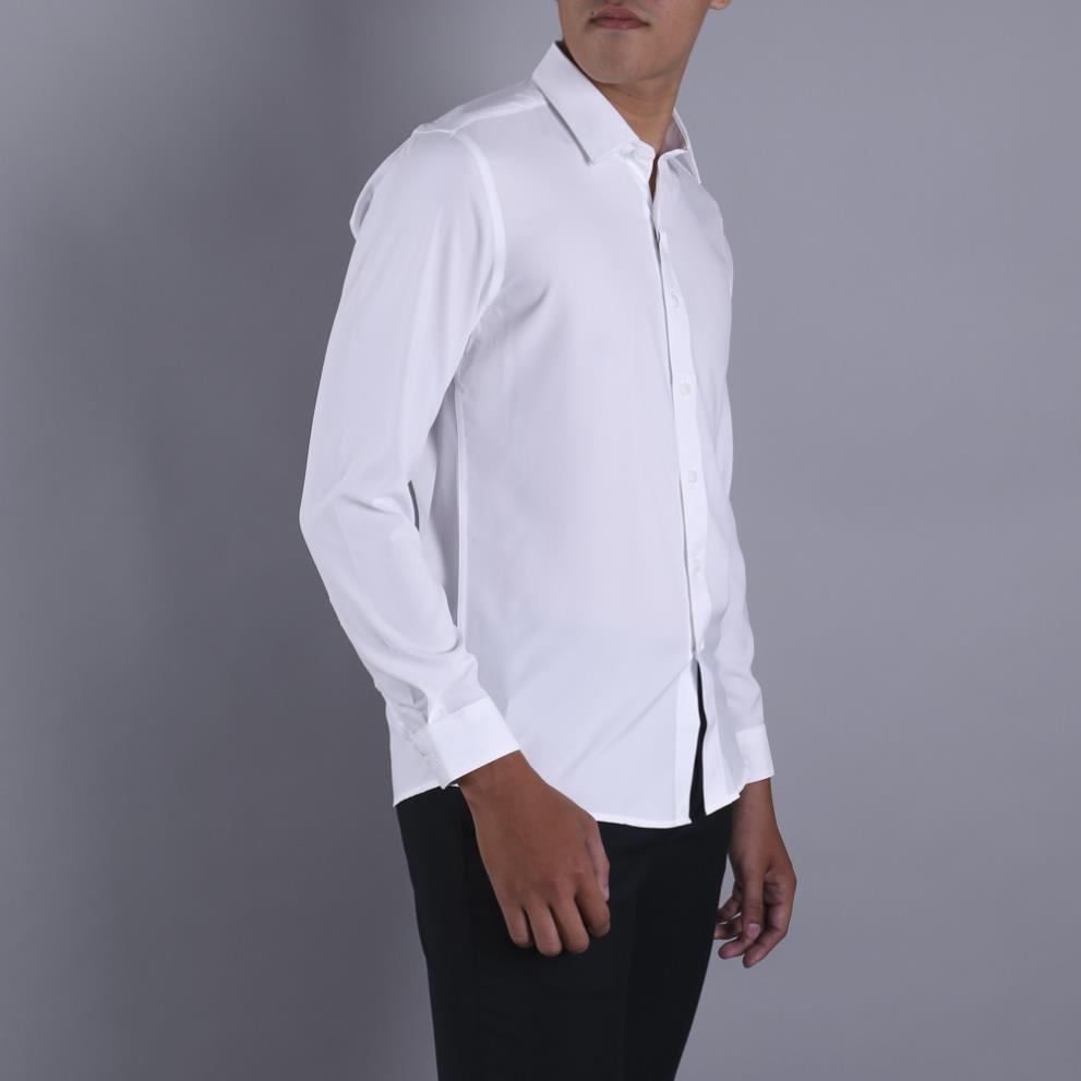 Áo Sơ Mi Trắng Nam Tay Dài Owen AR90780D1 Vải Nano Dáng Regular Fit Không Túi Ngực -n8