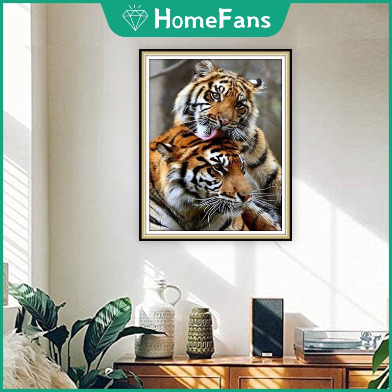 Bộ Tranh Đính Đá 5D Họa Tiết Chú Hổ Độc Đáo Kích Thước 40x50cm Dùng Trang Trí Nhà Cửa