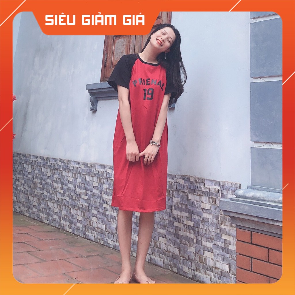 Váy bầu xuông in chữ chất cotton 100% freesize từ 45 đến 70Kg