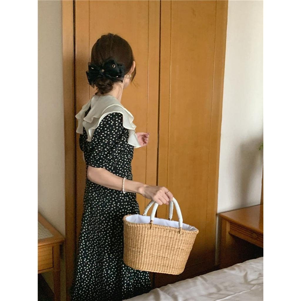 Đầm Voan Hoa Dáng Dài Màu Sắc Tương Phản Thời Trang 60654