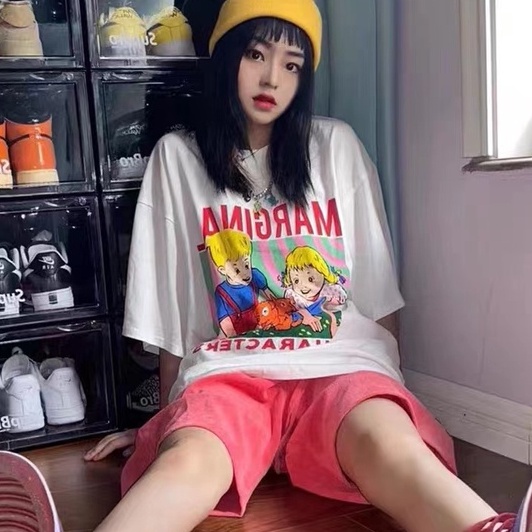 COZOK Bộ áo thun tay ngắn + quần short phong cách Hàn Quốc xinh xắn thời trang