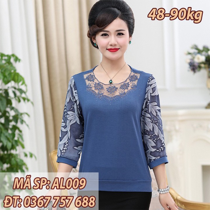 Nhập WAFS1822 hoàn 15% tối đa 25k xu_ Áo trung niên len mỏng phối tay voan AD001 | BigBuy360 - bigbuy360.vn