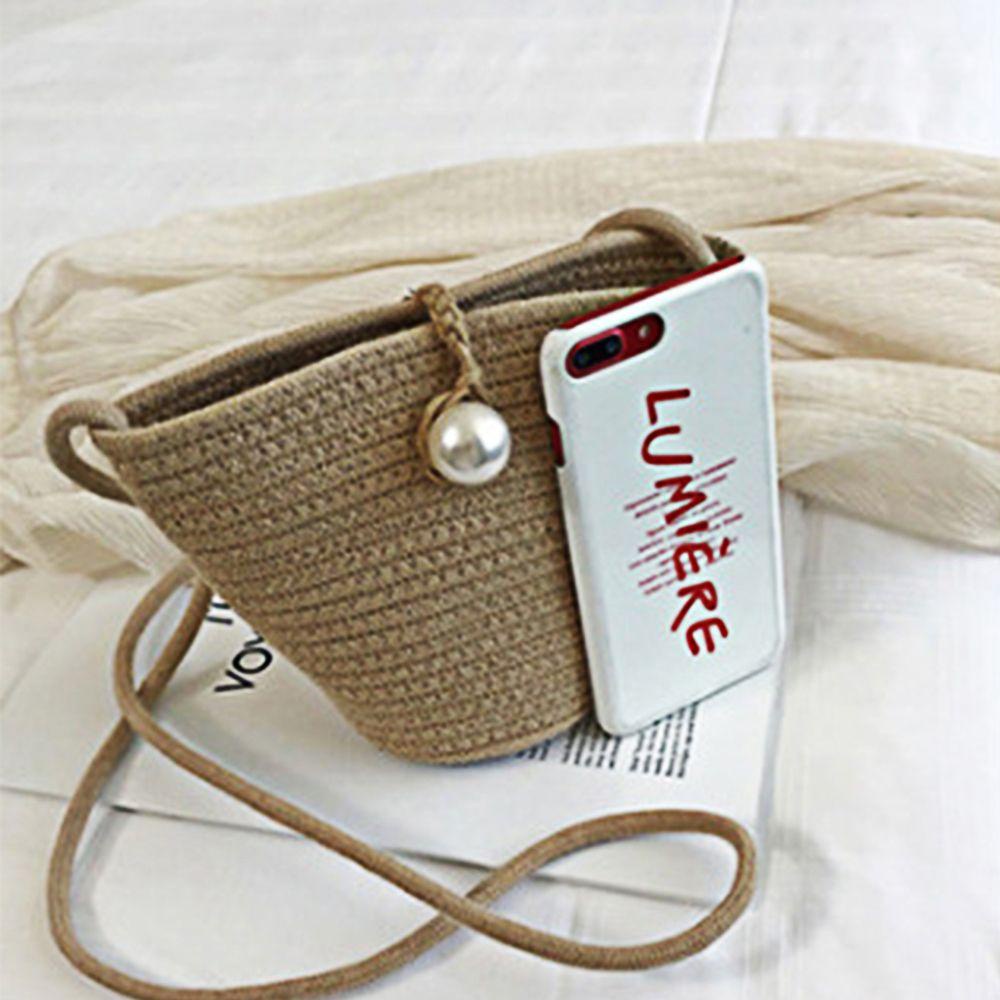 IVORY Túi Đeo Chéo Đan Lát Phong Cách Hàn Quốc Dễ Phối Đồ