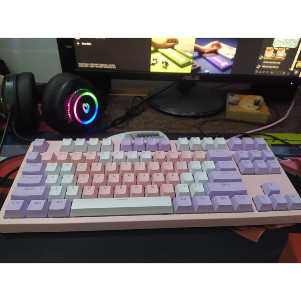 KEYCAPS xuyên LED Cho bàn Phím Cơ, Nhựa ABS, Bộ Phối 2 Màu