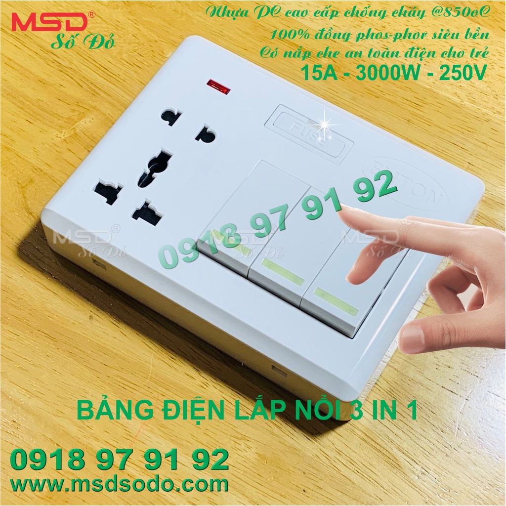 TAPLO ĐIỆN ELITON - 2 CÔNG TẮC 2 Ổ CẮM - 15A250V - B2E