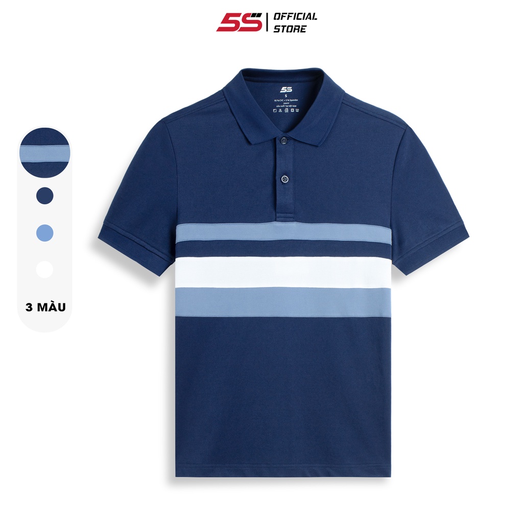 Áo Polo Nam 5S (3 Màu) Chất Liệu CVC Mềm Mại, Thoáng Mát, Thiết Kế Phối Màu Trẻ Trung, Co Giãn Thoải Mái (APC22304)