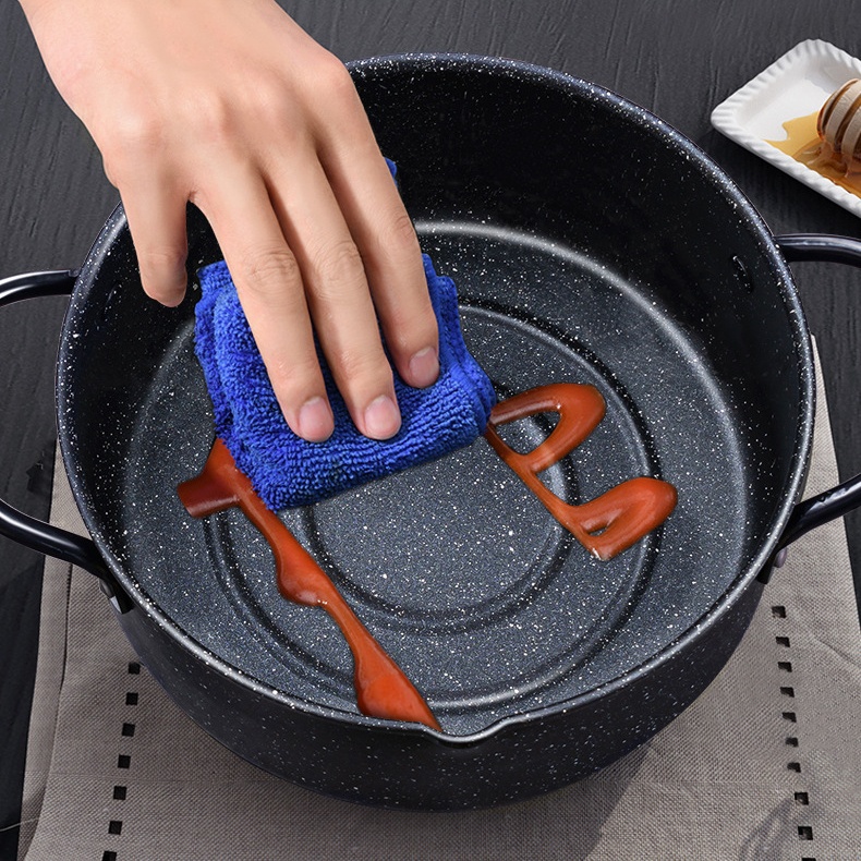 Nồi chiên chống dính sâu lòng kiểu Nhật Bản size 20cm vân đá kèm vỉ lọc để ráo dầu inox