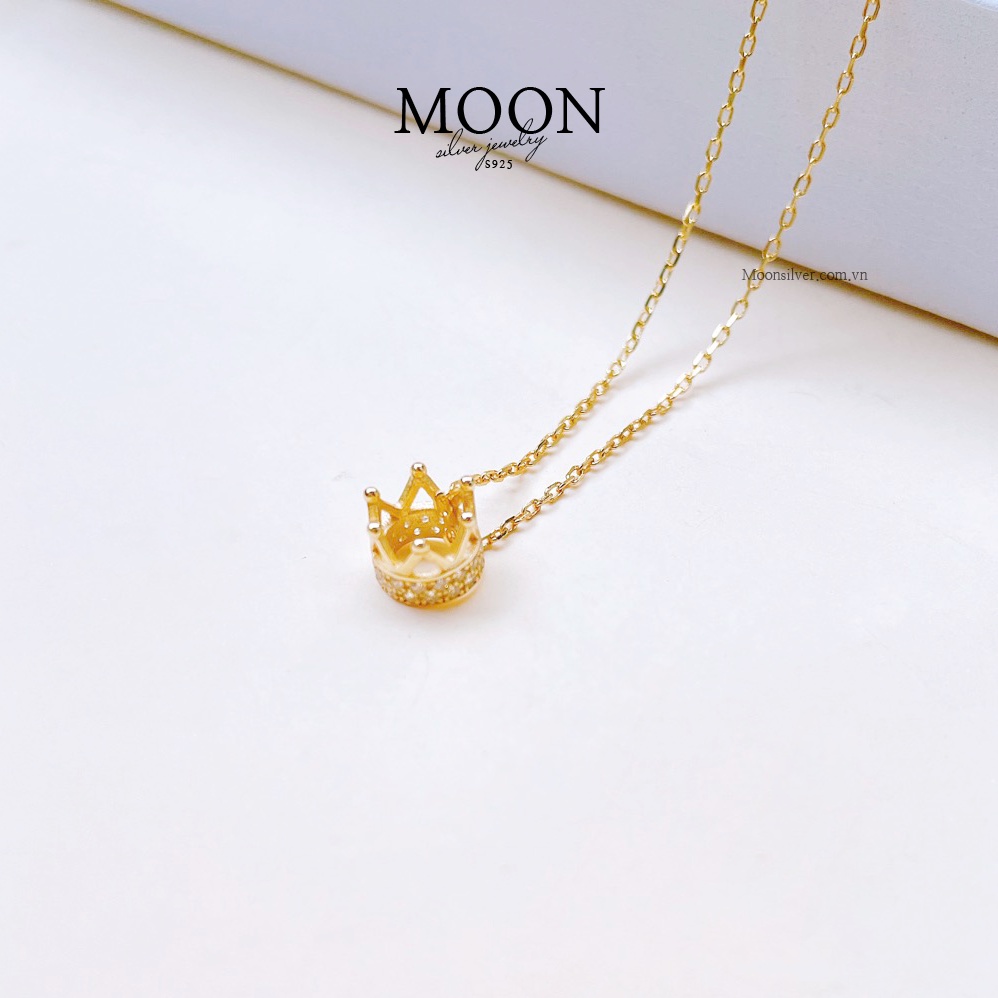Dây chuyền vòng cổ bạc vương miện xi vàng Bạc 925 Moonsilver
