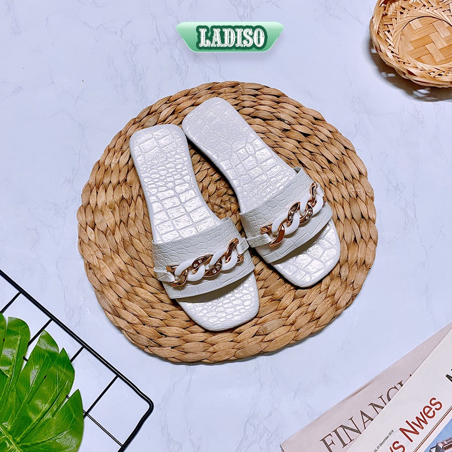 Dép nữ quai ngang thời trang siêu xinh chất liệu da vân cá sấu sang chảnh LADISO TT382