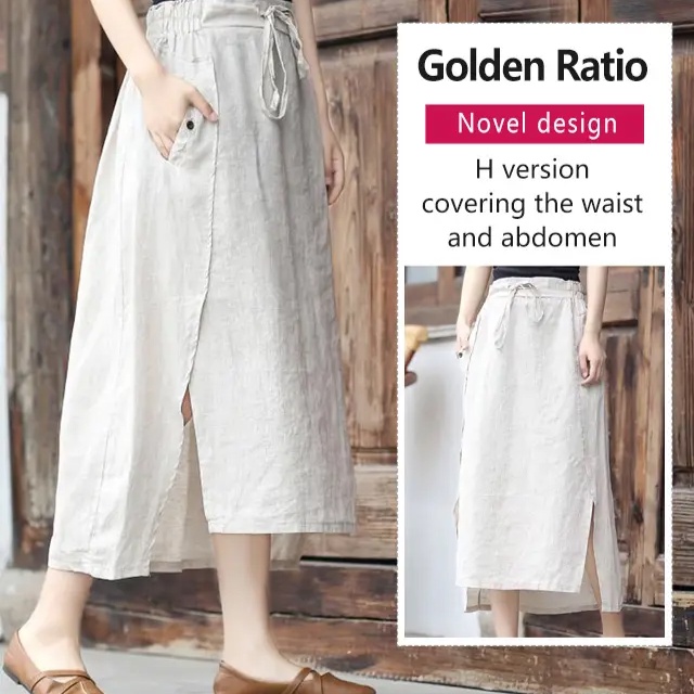Chân Váy Vải Lanh Cotton Phong Cách Vintage