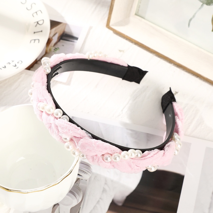 Băng Đô Cài Tóc Lưới Mỏng Đính Hạt Ngọc Trai Phong Cách Hàn Quốc Cho Nữ