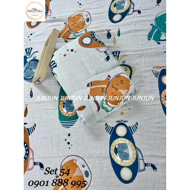 N21_SET Chăn Ga Gối vải Xô Organic cotton dòng cao cấp