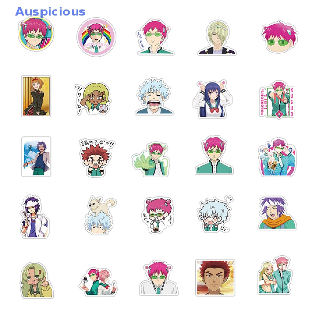 Bộ 50 Sticker Dán Laptop / Ván Trượt / Ván Trượt Họa Tiết Graffiti Saiki Kusuo no Saint-nan