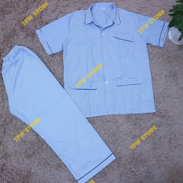 Bộ Pijama Nam Trung Niên - Bộ Ngủ Ông Già (Cộc Tay)