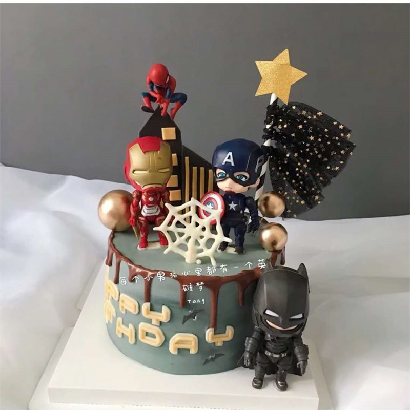 Set Siêu Anh Hùng Marvel Chibi nhựa nhẹ trang trí bánh kem, phụ kiện bánh sinh nhật, đồ trang trí bánh kem sinh nhật