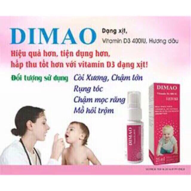 [Kèm quà tặng ] Dimao Vitamin D3 400 IU - Dạng xịt [ Chính Hãng]