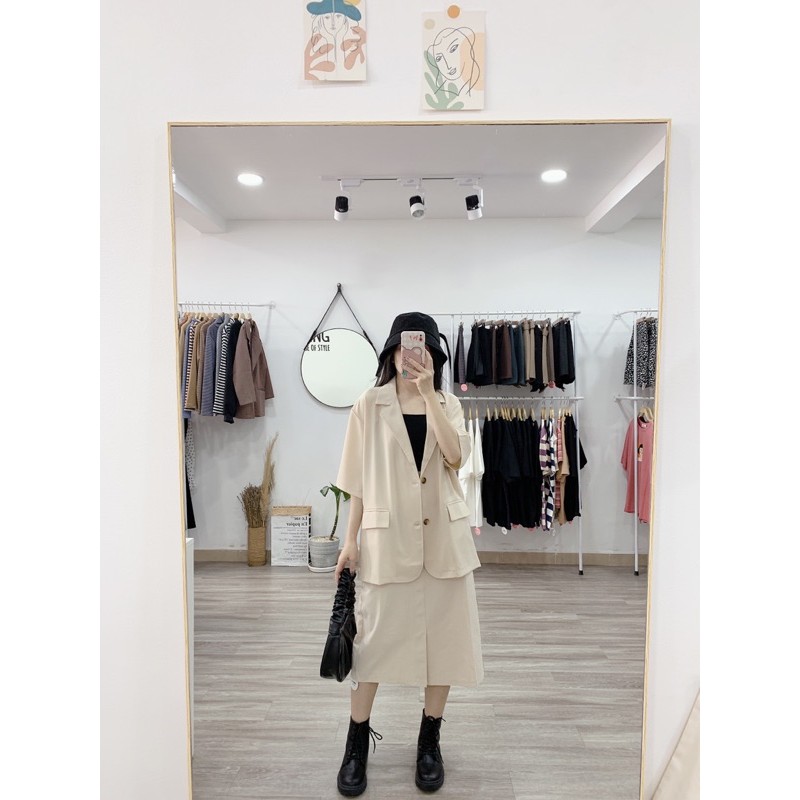 Áo blazer tay ngắn thanh lịch chất đẹp dành cho nữ (Ảnh thật) | BigBuy360 - bigbuy360.vn