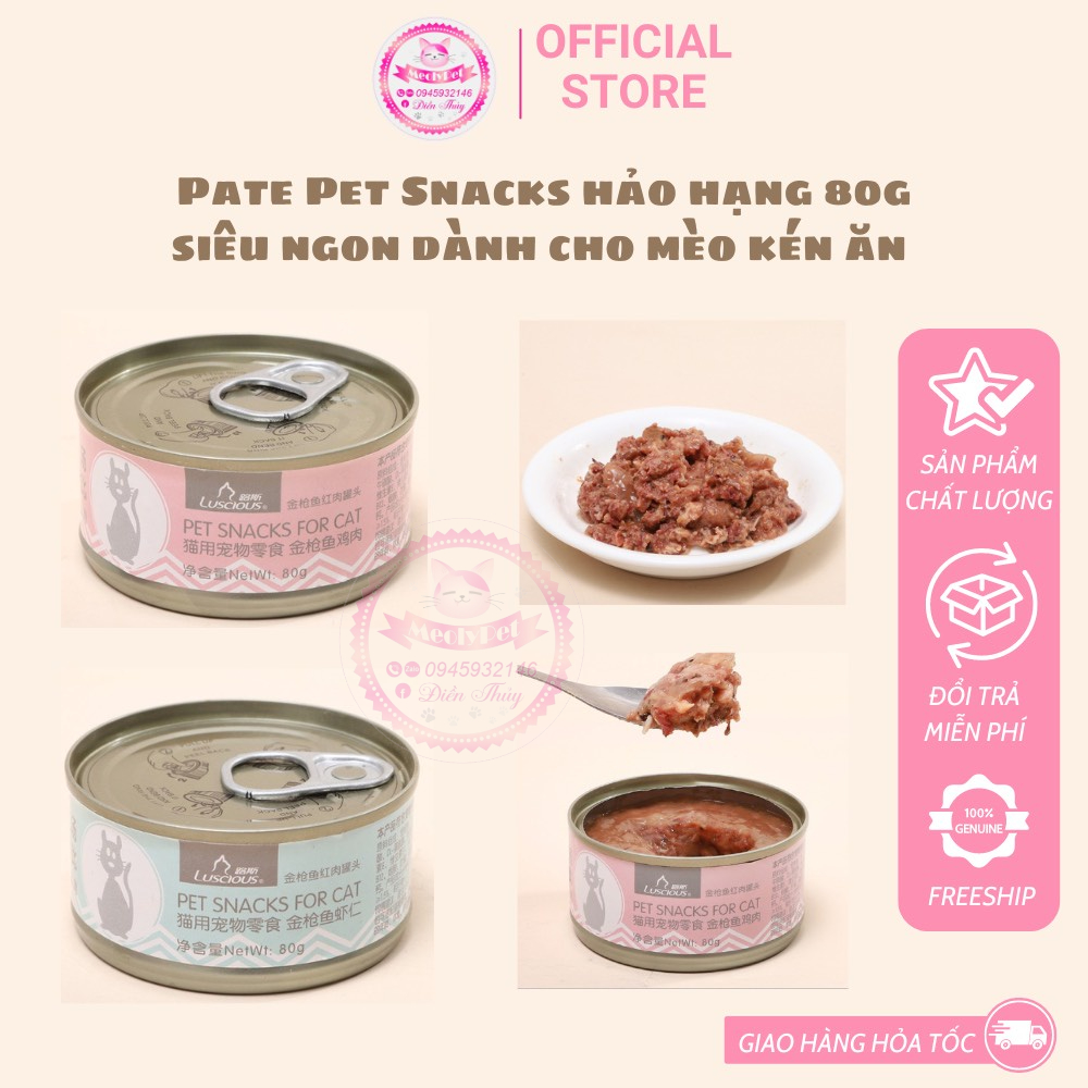 Pate lon cao cấp cho mèo kén ăn Pet Snacks siêu ngon 80g