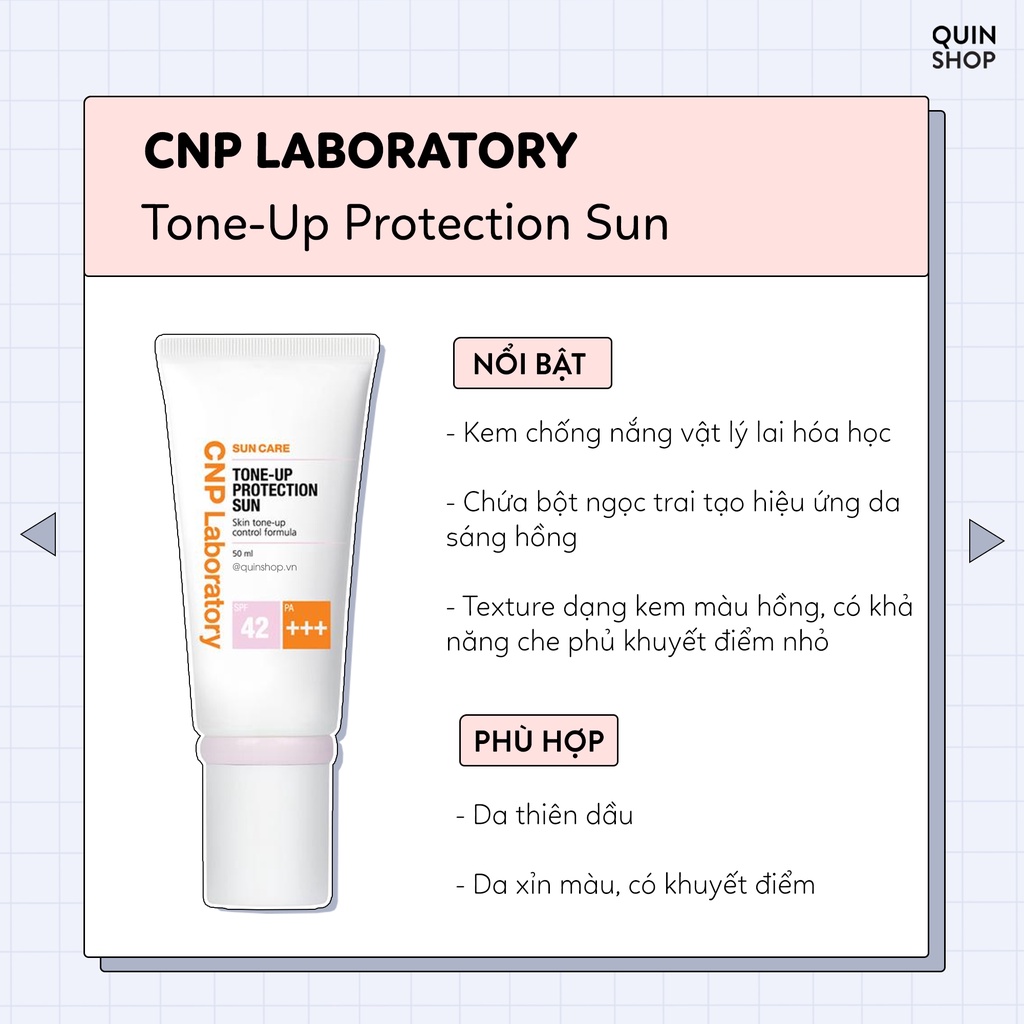 Kem Chống Nắng Kiềm Dầu, Nâng Tone Da CNP Laboratory Tone-Up Protection Sun
