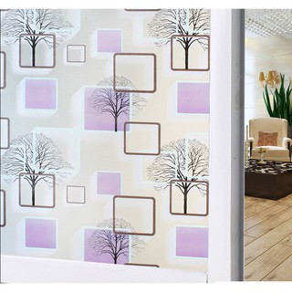 DECAL 5M dán kính mờ ( KHỔ 45CM ) có sẵn keo - 3D CÂY KHÔ VUÔNG TÍM TKK019