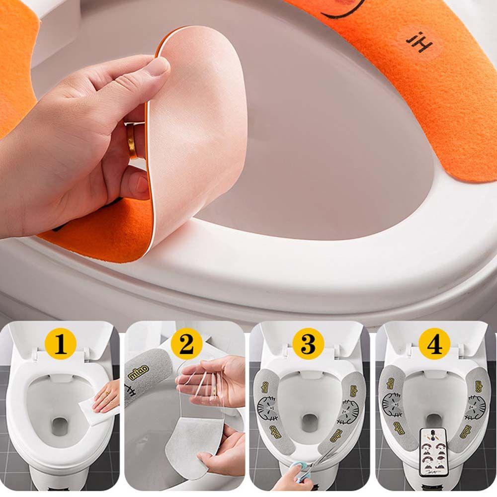 Đệm Lót Bồn Cầu Giữ Ấm Họa Tiết Hoạt Hình Có Thể Tái Sử Dụng