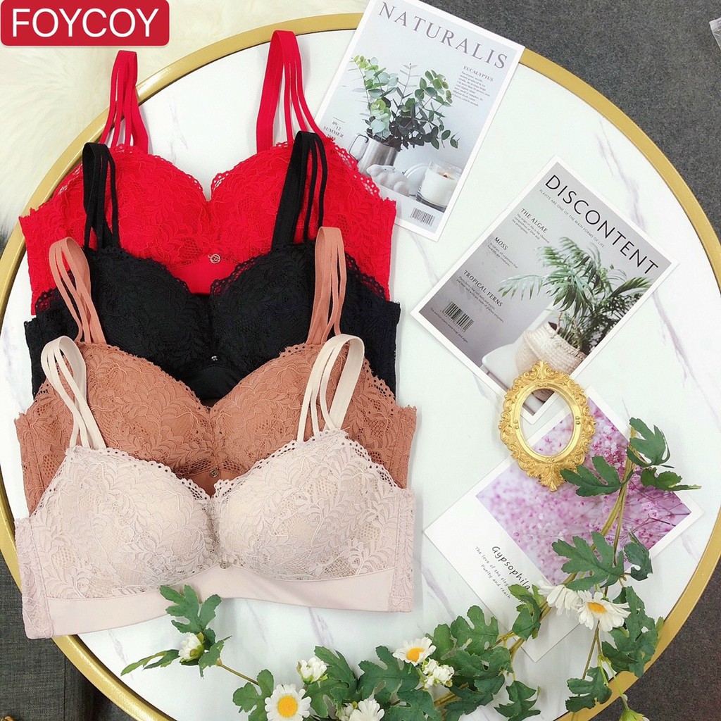 Áo ngực ko gọng phối ren có lỗ thông hơi đệm dày vừa siêu nâng 500