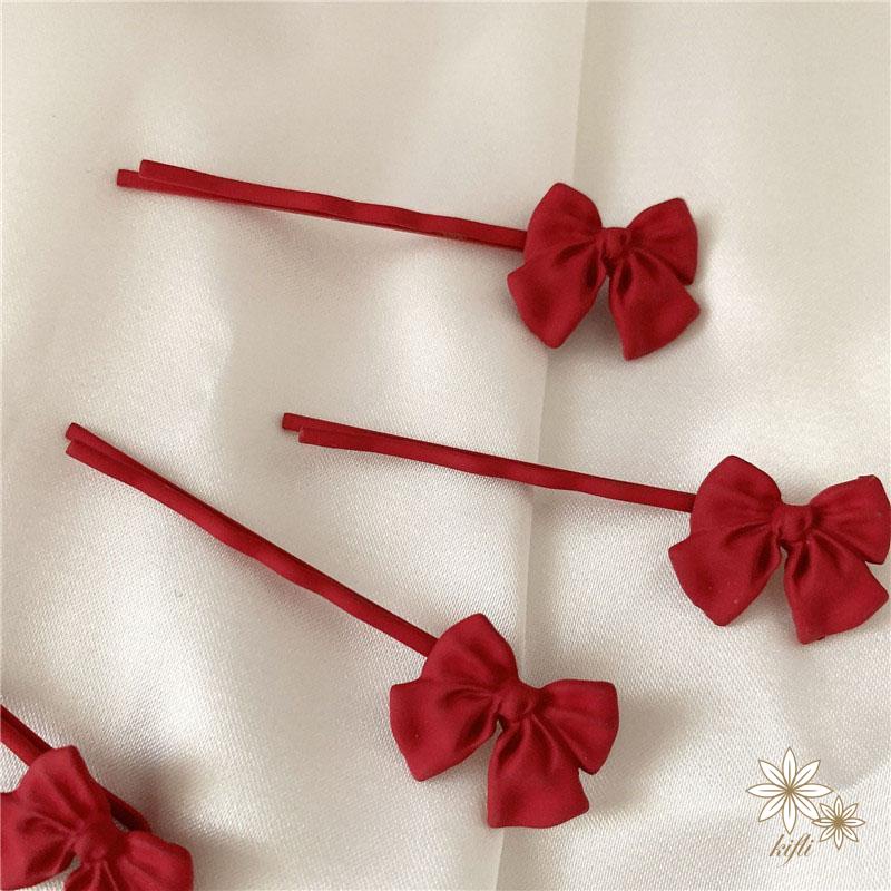 Kẹp tóc nơ đỏ thời trang Hàn Quốc cho nữ