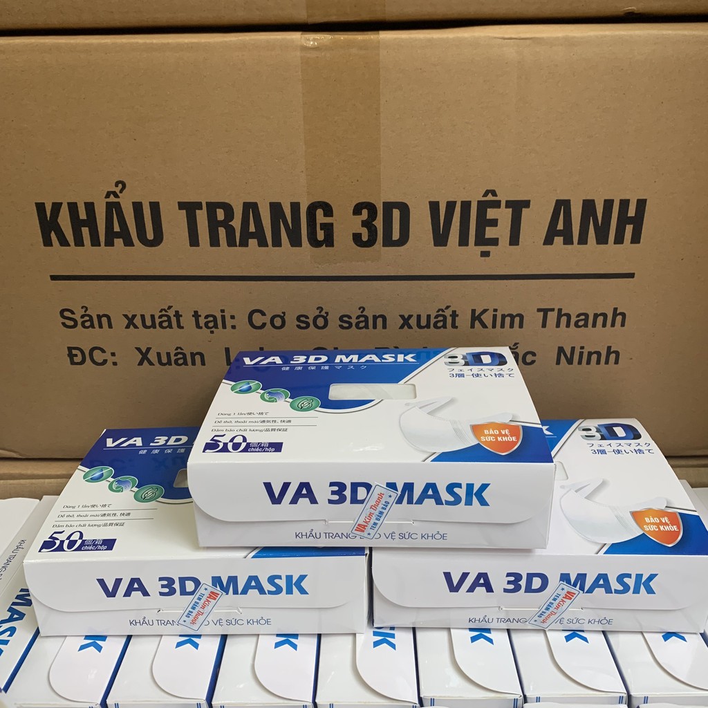 Khẩu trang 3D Mask Việt Anh chống bụi dễ dàng đóng hộp 50 cái