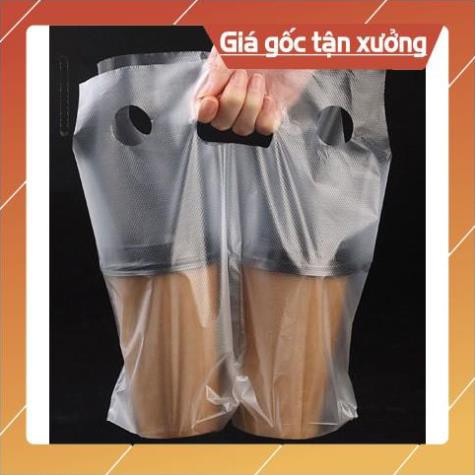 [Sỉ] 200g/500g/1kg túi đựng trà sữa loại 2 cốc mang về nắp cầu vòm có vách ngăn loại dày