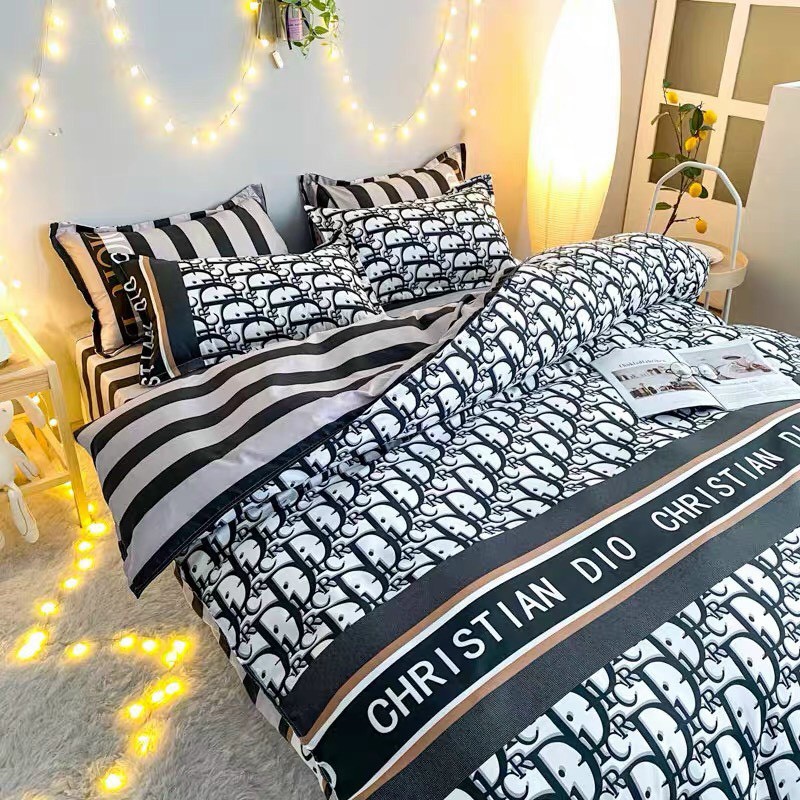 Bộ chăn ga gối Cotton poly M2T Bedding Kẻ chữ D, vỏ chăn mền, drap nệm và 2 vỏ gối | BigBuy360 - bigbuy360.vn