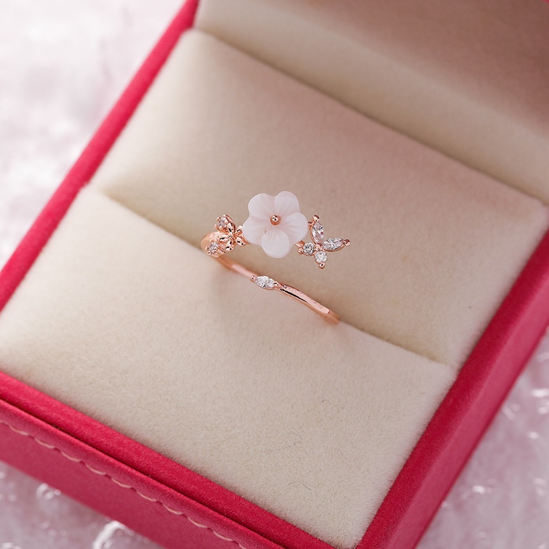 Nhẫn Hở Hai Lớp Đính Đá Zircon Hình Trái Tim Có Thể Điều Chỉnh Phong Cách Hàn Quốc Cho Nữ