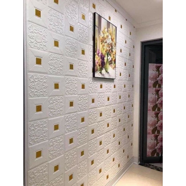 Xốp Dán Tường Hoa Văn sẵn keo Khổ lớn 70x70cm hàng loại 1