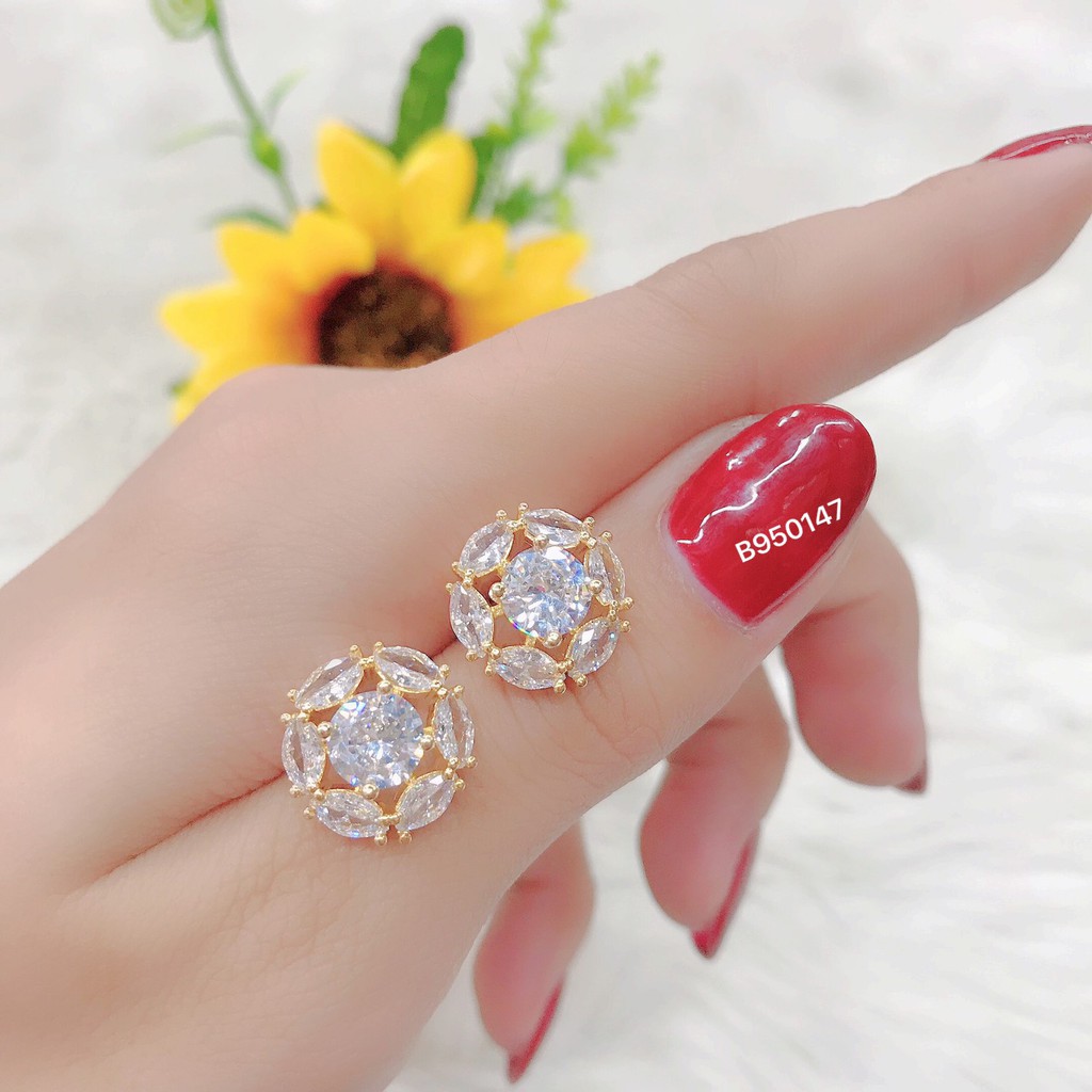 Bông tai nữ đính đá trắng UHA , chuôi cài chắc chắn, kiểu dáng hiện đại, thu hút, sang trọng